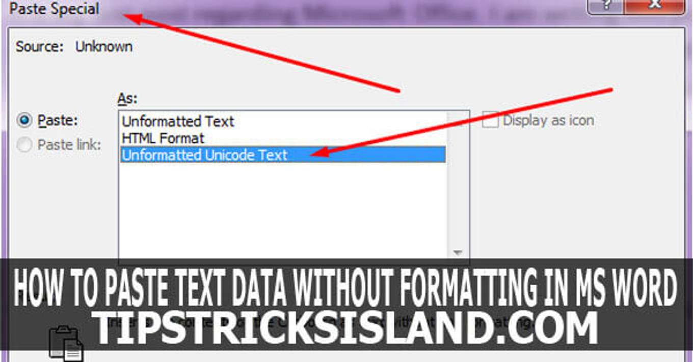 how-to-paste-text-data-without-formatting-in-ms-word-an-island-for